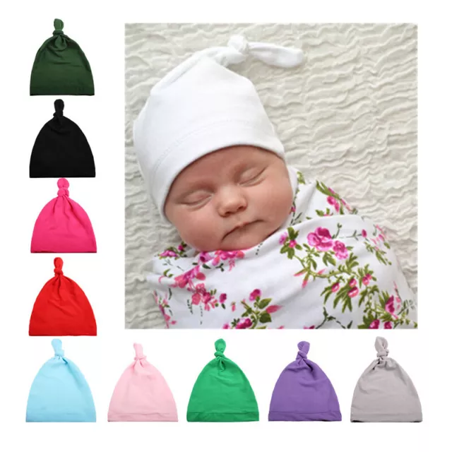 Newborn Boys Girls Baby Toddler Infant Cotton Knot Sleep Hat Cap Fall Beanie New