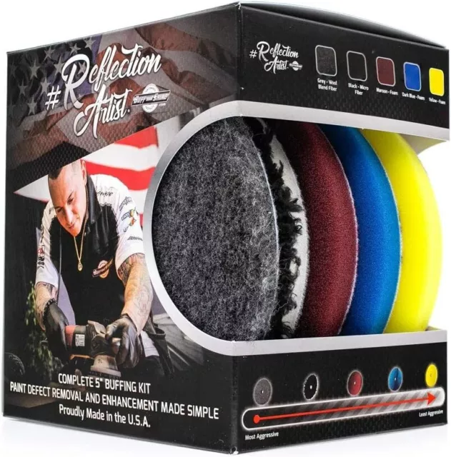 Reflection Artist Complete 5 Inch Buffing Kit | 5 Buff and Shine Polishing Pads