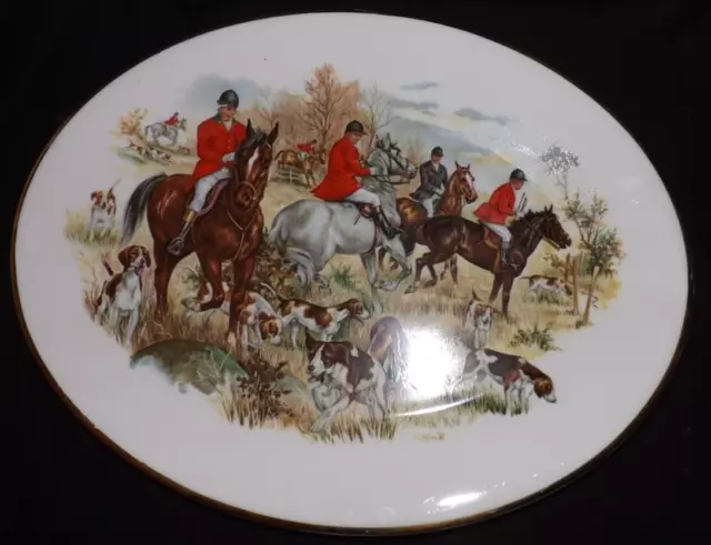 Vintage F Gray and sons Ltd oval hunt plate hunting fox equestrian horse hound E