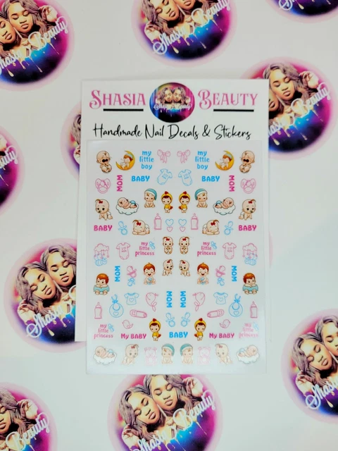 Gender Reveal Baby Boy Girl Nail Stickers