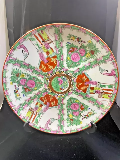 Vintage Japanese Porcelain Hand Painted Famille Rose Medallion Plate 16"