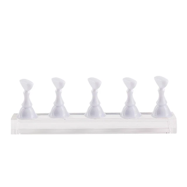 Magnetic Nail Holder Acrylic Crystal Shelf Training Display Stand (White FS2#