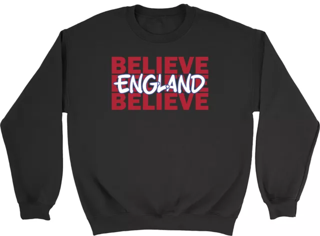 England Kids Sweatshirt Believe Sports Supporter Fan Boys Girls Gift Jumper