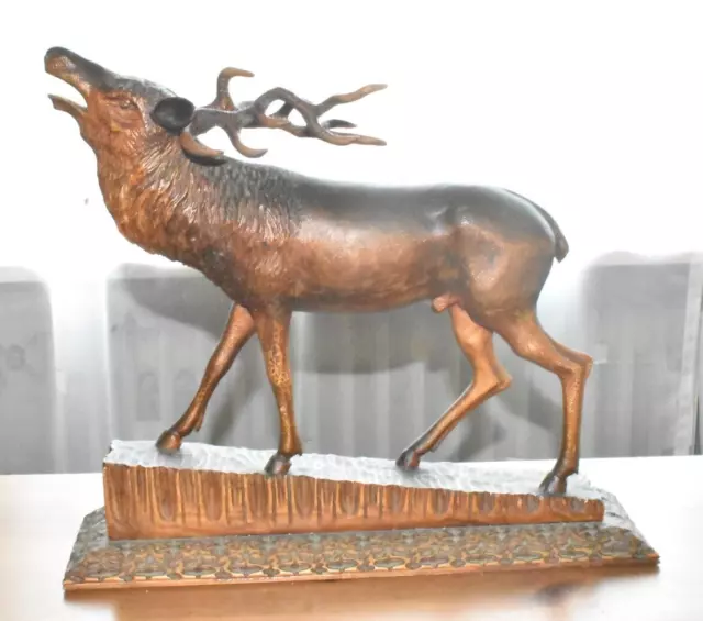 Alter Hirsch Holzfigur handgeschnitzt Figur Holz 38,5 cm Jagd - Deko #H