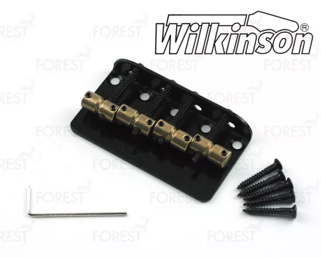 Wilkinson 4 String Bass Bridge Vintage Style WBBC4, Brass Saddle, Black