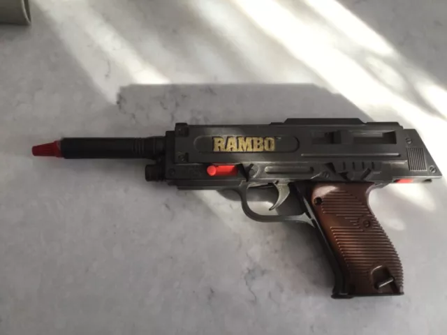 Vintage 1985 Rambo 45'er Gun Set Pistol Toy Action Set Blood Largo Toys NEW
