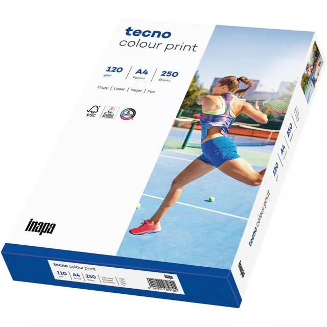 tecno Laserpapier colour print DIN A4 120 g/qm 250 Blatt Druckerpapier Kopie Fax