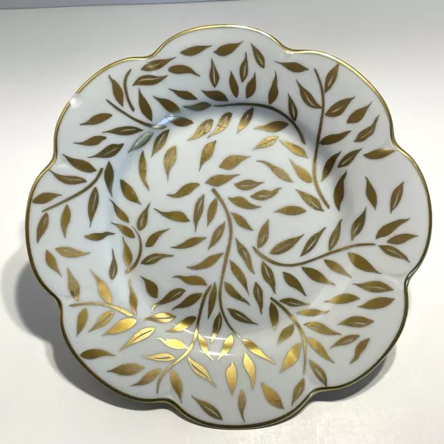 Royal Limoges Olivier Gold Porcelain Leaf Pattern Plate with Chip 8.5" Diameter