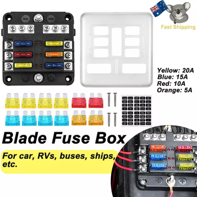 Blade Fuse Box Block 6 Way 12V 32V Holder LED Indicator Car Auto Boat Marine AU