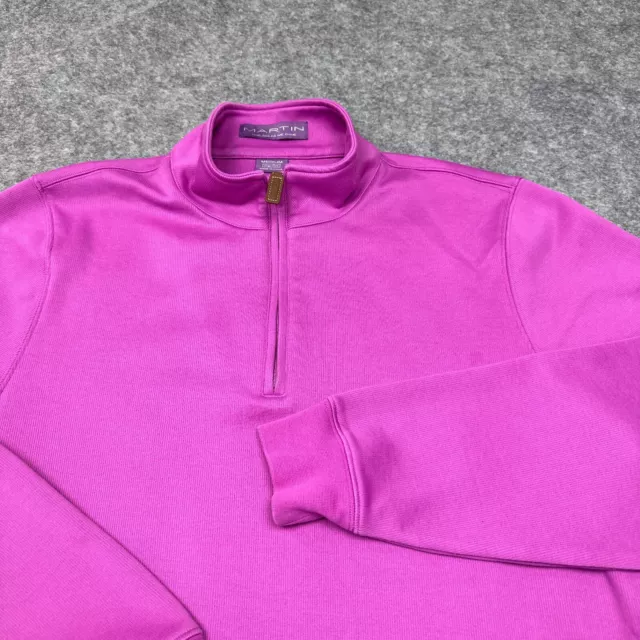 MARTIN GOLF PULLOVER Mens Medium Sweatshirt 1/4 Zip Pink Comfort Casual ...