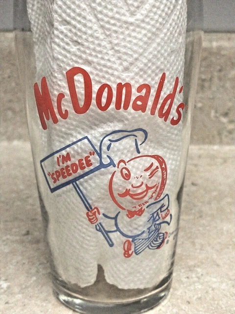 McDonald's 1995 I'M SPEEDEE 6" Glass Drink Tumbler Hamburger Restaurant McDonald's 1995 I'M SPEEDEE 6" Glass Drink Tumbler Hamburger Restaurant