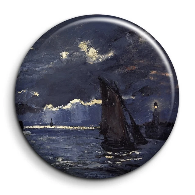 Sea Landscape Night Effect - Monet Claude-Magnet 56mm Photo Fridge
