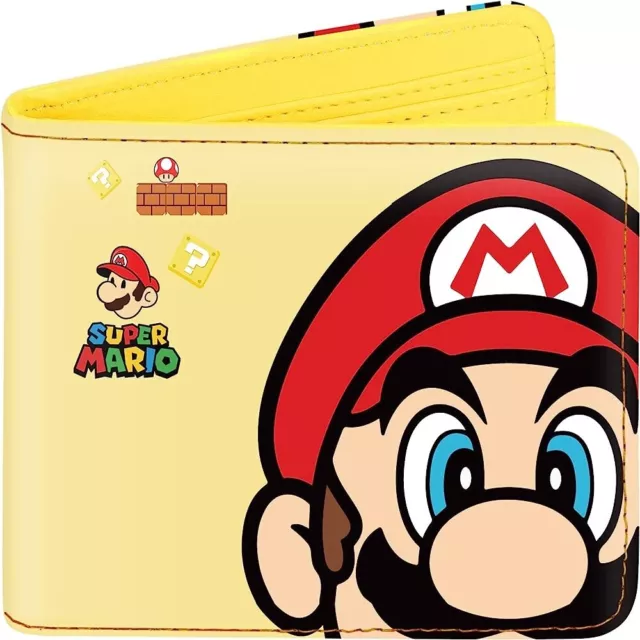 Super Mario Bifold Leather Wallet With Cash Coin Pocket Credit Card Holder Purse
