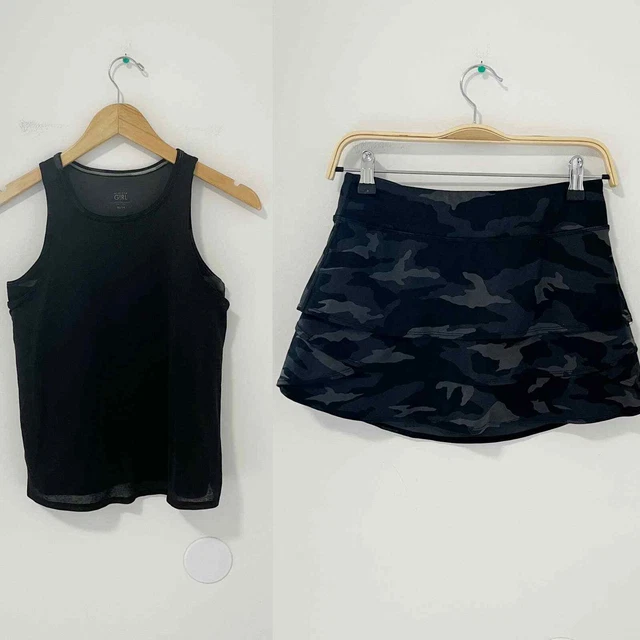 Athleta Girl Gray Camo Lux Skort & Tank Set Size XL/14