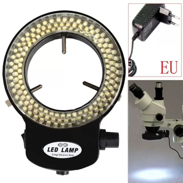 144 LED Mikroskop Ring Licht Illuminator Einstellbare Lampe Weiß US EU UK AU Ste