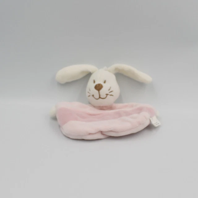 Petit Doudou plat lapin rose blanc rayé AUCHAN - 27131