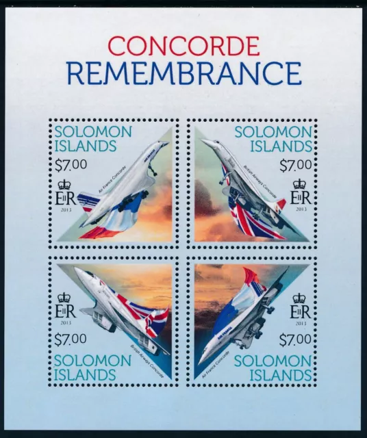 2013 Solomon Islands Concorde Aircraft Mini Sheet (4 Stamps) Fine Mint Mnh