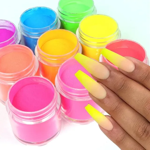Polvo acrílico pigmentos de neón polvo de cristal para esmalte de uñas decoración de arte de uñas