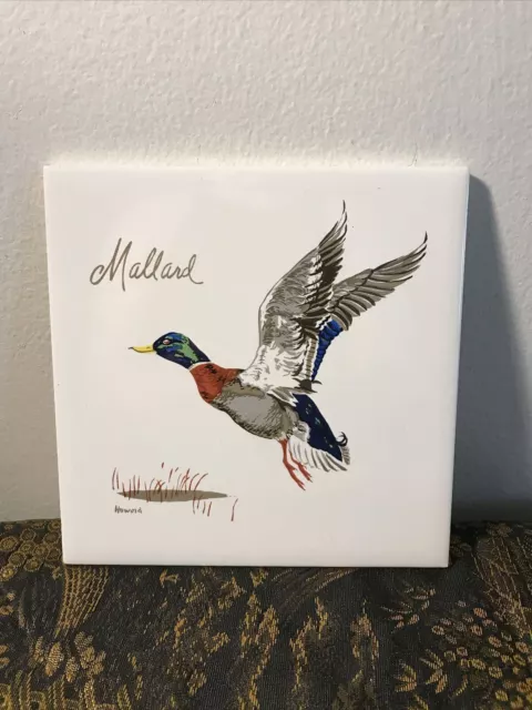 Screencraft Hand Painted Mallard Portrait Square Tile 6-Inches