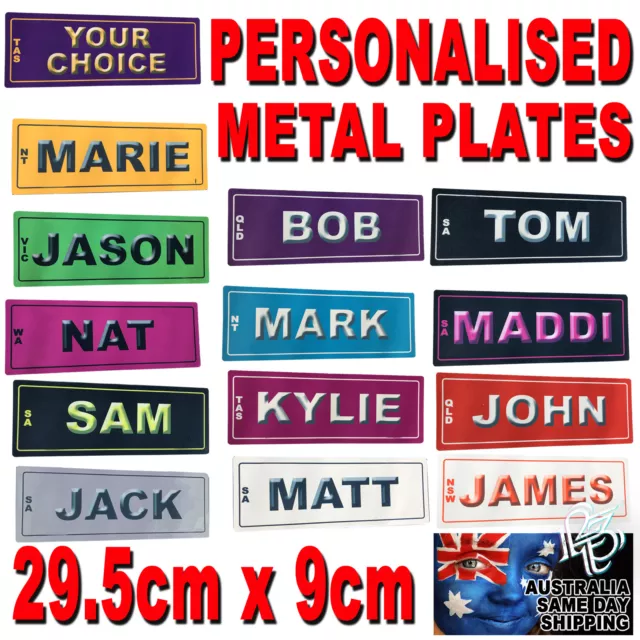 CUSTOM NOVELTY PERSONALISED NUMBER PLATE LICENCE SIGN BIKE CAR Gift 29.5cm x 9cm