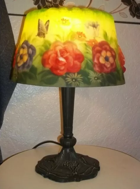 Grande splendida lampada da tavolo grande stile Tiffany vetro colorato grande