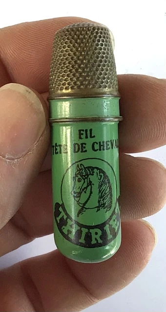 Bobine Ancienne En Bois THIRIEZ Tête De Cheval - Fil Noir N°40, 457 Mètres, état Parfait