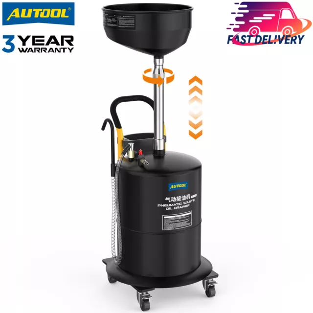 18.5 Gallon 70L Tank Pneumatic Waste Oil Drainer Machine Portable Height Adjust