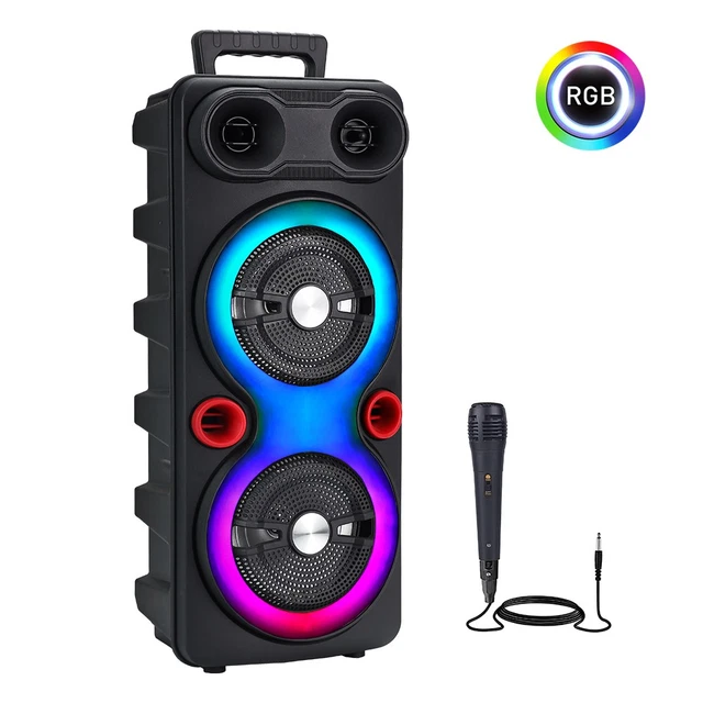8.5& PORTABLE BLUETOOTH Party Speaker Mic Heavy Bass Wireless Subwoofer ...