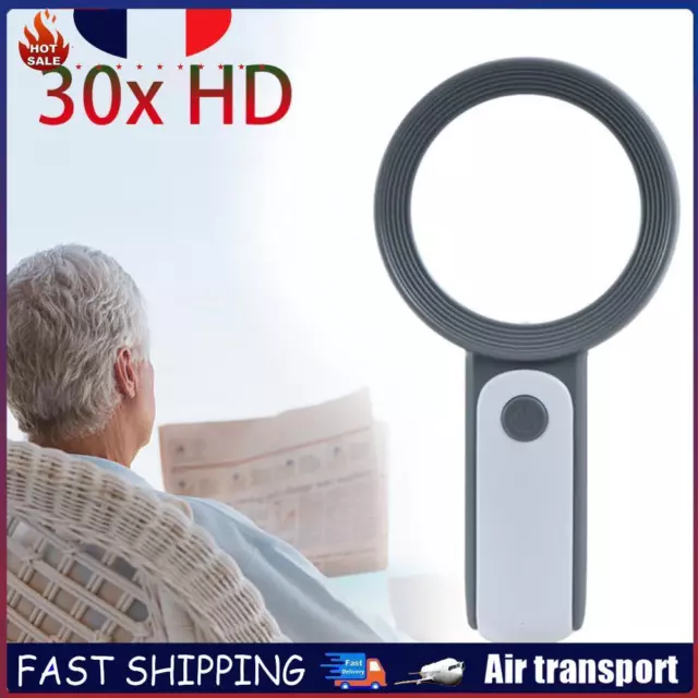 30X Magnifying Glass with Light Handheld Lighted Magnifier for Seniors Reading F