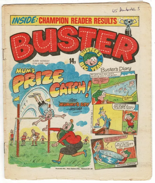 Buster comic 27th June 1981 Chalky Ivor Lott Leopard Lime St - combined P&P