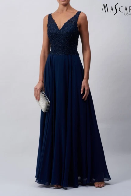 Mascara curve mc59181459 size 26 drop v navy blue evening dress BNWT