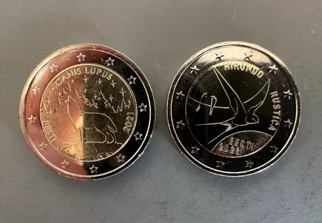 ESTONIE 2021-23 FDC Série de 2 x2 EUR "Animaux nationaux". Nouveau de rouleau!