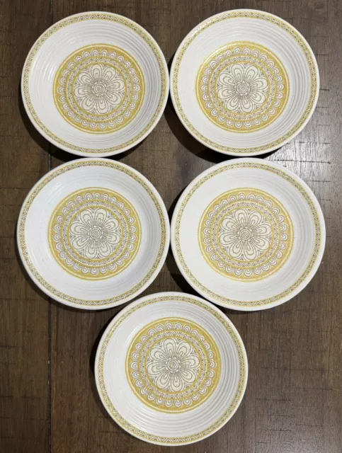 5 Vintage Franciscan 6.5” Earthenware Hacienda Gold Bread Dessert Plates EUC!