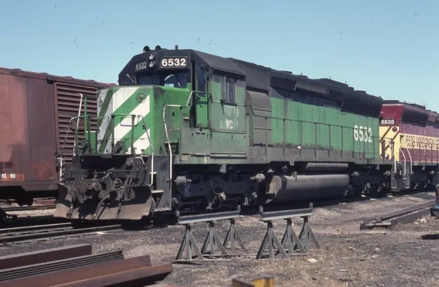 BN BURLINGTON NORTHERN WC Railroad Train Locomotive N FOND DU LAC WI Photo Slide