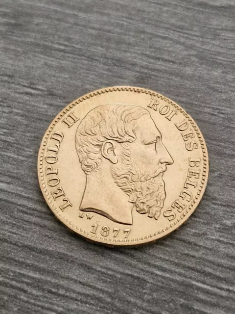 superbe monnaie 20 frs or Léopold II 1877