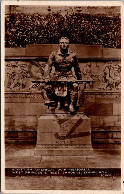 Scottish American War Memorial Street Gardens Edinburgh Real Photo Postcard