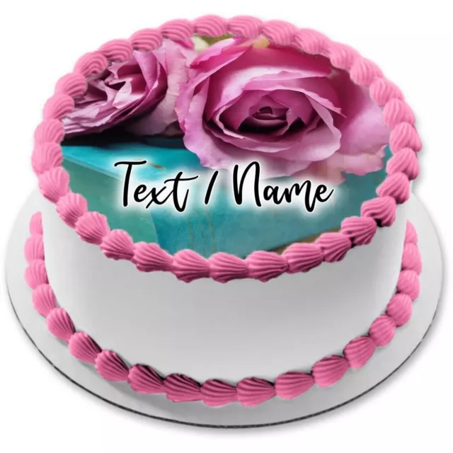 DÉCORATION DE FÊTE de gâteau comestible rose personnalisée texte