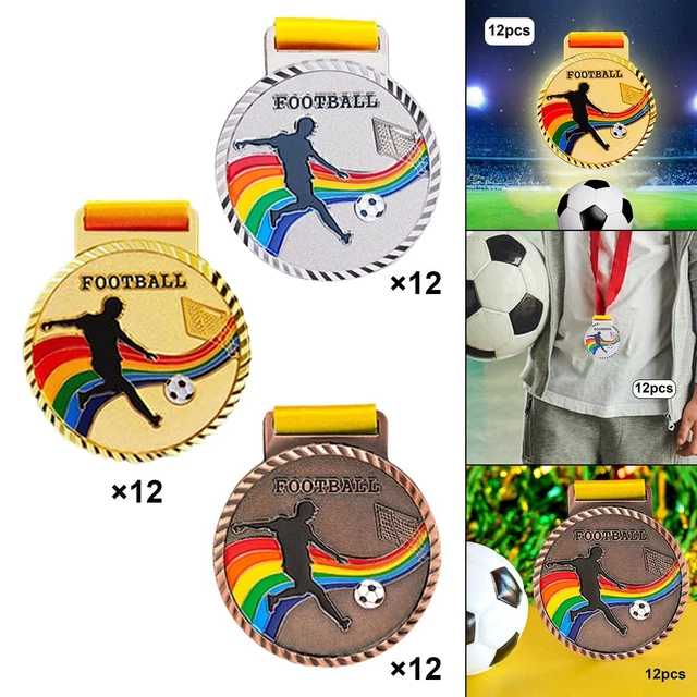 12 Medaglie Metallo Per Calcio - Premiazioni Per Bambini E Adulti, Con Nastro Olimpico - Foto 13