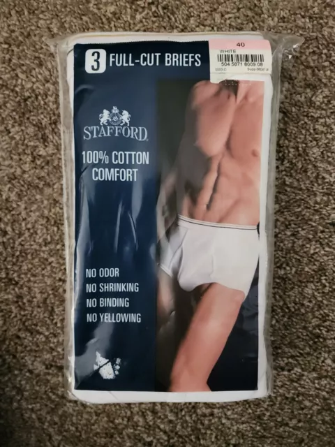 STAFFORD UNDERWEAR 6 Pack 100% Cotton Full Cut White Briefs Men's Size 40  ~NIP $24.99 - PicClick