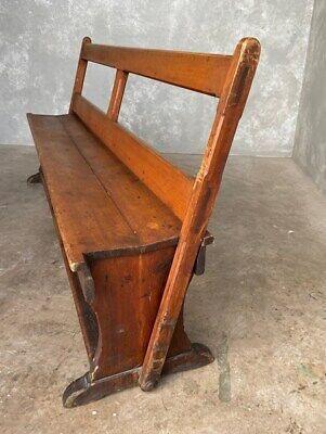 Antique Church Bench - Reclaimed Church Bench With Moveable Back - Old Pew Seat 2