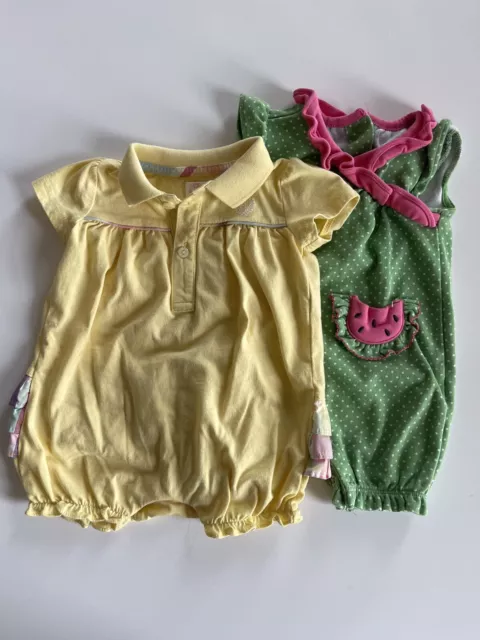 Chaps & Gymboree Baby Rompers 3m Yellow With Ruffles Green Pink Watermelon