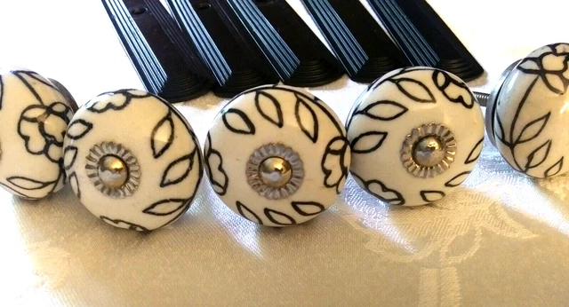 Vintage Ceramic Drawer Dresser Pull Knobs Cabinet Pull Knobs Set of 5 2