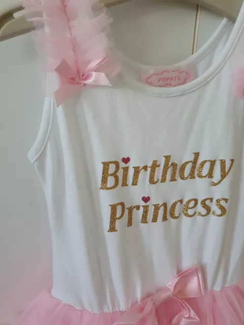 Girls Happy Birthday Tutu Pink And White Dress Age 2-3