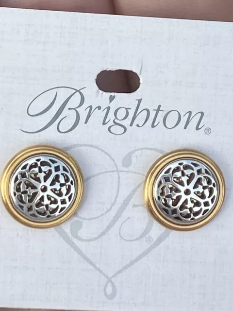 Brighton Ferrara Two Tone Gold Silver Tone Round Coin Post Earrings New JA5802