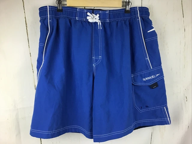 Speedo Men’s Blue W/White Trim Mesh Lined Board Shorts Sz. XL