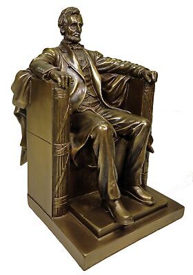 9" President Abraham Lincoln Seated Sculpture Statue Book End Bronze Finish