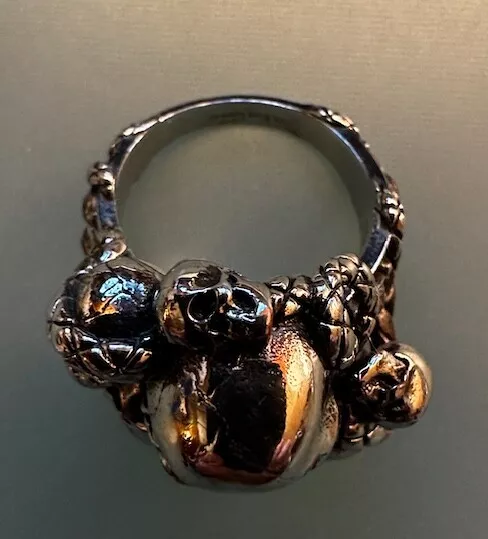 ALEXANDER MCQUEEN Gunmetal Multi Skull & Snake Ring US Size 9