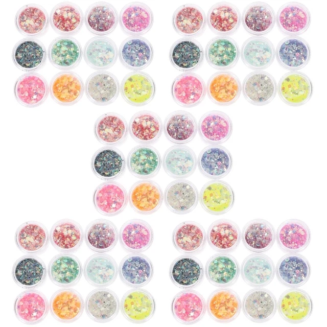 60 boîtes Carnaval Nail Brillant pour le visage Cheveux Glitter Festival Glitter