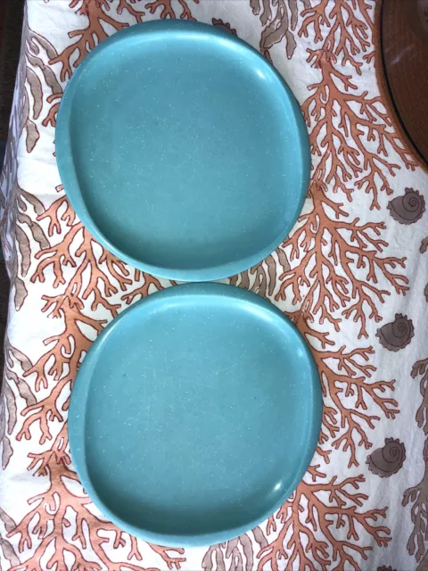 Vintage Boonton Ware Set of  2 Dinner Plates Melamine 1102 Turquoise 10”