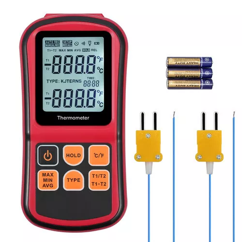 LCD Digital Thermometer & K-type Thermocouple Temperature Tester Meter 2 Channel